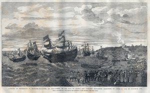 Arrival of Frederick V from the Palatinate in the port of Gravesend to marry Princess Elisabeth of England, daughter of King James I on 16 October 1612. He was welcomed by James Hay, 1st Earl of Carlisle. by Unknown artist