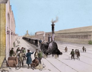 Arrival of the Paris Orleans Line freight train - Engraving of the 19th century - Private Collection