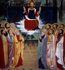 Ascension, Life of Christ (15th century), frescoes, Chapel of St Sebastian, Villard-de-Lans, Rhone-Alpes, France