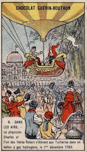 Ascension in a hydrogen gas balloon of French aeronautics Charles and Robert le Jeune, made in Paris, in the Tuileries Garden. December 1 by Unknown artist