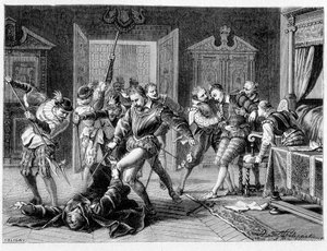 Assassination of Henry III (1551 - 1589) by Jacques Clément in 1589