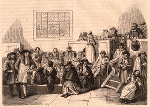 Assembly of Quakers in the 18th century in London, United Kingdom