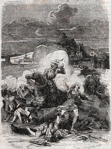 Astolphe makes homicidal women flee - 1851 engraving from 
