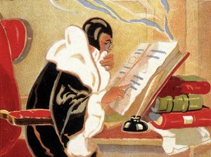 Astrologist: Nostradamus studying a book by Unknown artist