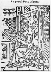 Author of the great macabre dance writing by Unknown artist