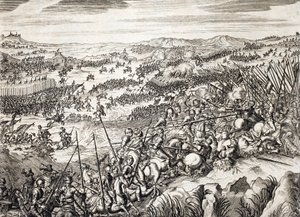 Battle of Gembloux (1578) - Spanish army against the army of 16 of the Seventeen Provinces of the Netherlands - engraving in 
