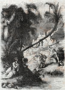Battle of Griffon and Aquilant Against Orrile - Engraving of 1851 from 