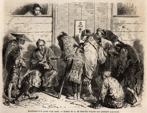 Beggars at the door of a dead man, customary practice imposes on wealthy families the obligation to set up at the door of their house, on the eve of the funeral ceremony, a servant responsible for distributing alms in small currency to all the poor who