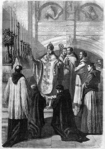 Benediction of eggs on Easter Sunday at the Abbey of Solesmes (Sarthe) in 1868 by Unknown artist
