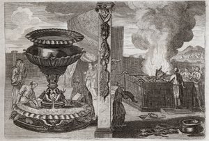 Bible of Royaumont, Old Testament: Altar of Perfumes. The figure of the two altars, the one of the perfumes, and the one of the burnt offerings. Illustration from 1811.