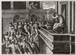 Bible of Royaumont, Old Testament: Crime of David. David Desires Bathsheba and Kills Her Husband Uriah. Illustration from 1811 by Unknown artist