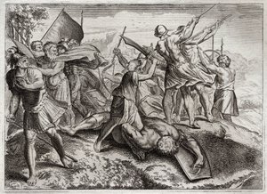 Bible of Royaumont, Old Testament: Jonathas Pontiff. Jonathas (Jonathan) succeeds his brother Judas Maccabee at the head of the revolt against the Seleucids. He won several victories. Diodote Tryphon finally surprises him by treason. by Unknown artist