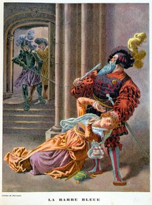 Blue Beard (Surprised Taking a Woman by the Hair) - 19th Century Illustration