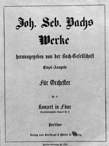 Brandenburg Concerto No. 2, frontispiece of the score by Johann Sebastian Bach