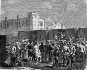 Breslau (or Wroclaw), Cuirassiers of the Prussian Guard in the campaign against Austria in 1866. Engraving by Unknown artist