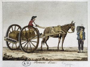 Cart and water carrier in Spain - 19th century by Unknown artist
