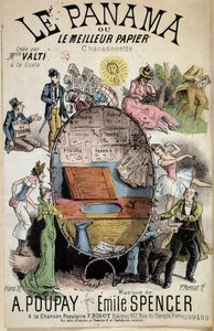 Cartoon Song Panama or the Best Paper Created by Miss Valti at La Scala, Lyrics by Poupay and Music by Emile Spencer, 19th Century by Unknown artist