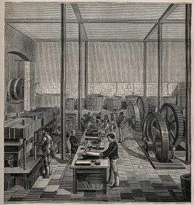Celluloid: Celluloid Manufacture. Engraving from 1885 in 