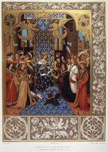 Charles VIII in the middle of his courtyard - from a miniature
