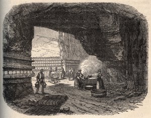 Cheeses - roquefort cellars - engraving in “PATRIE” - DESCRIPTION PICTURESQUE OF FRANCE IN 6 VOLUMES BY LUCIEN HUARD - end 19th century by Unknown artist