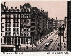 Chicago, United States: view of Sherman House. The world illustrates 168 views. Undated (late 19th century)