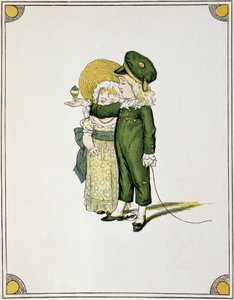 Children playing the top - drawing