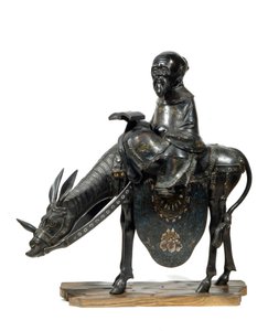 Chinese Philosopher Lao Tseu (Lao Zi) with Donkey. Figurine by Unknown artist