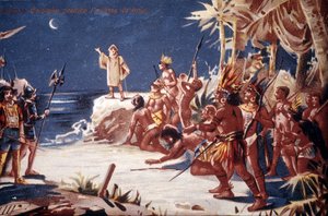 Christopher Columbus predicts the moon eclipse to the Indians