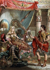 Cleopatra (69-30 BC) Queen of Egypt. with Mark Antony (83-30 BC), Engraving of 1881 by Unknown artist
