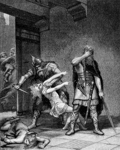Clotaire I and Childebert I, the Frankish kings, murdered two sons of their brother Clodomir by Unknown artist