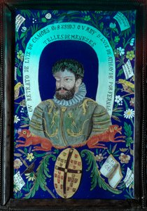 Collection of poems by the Portuguese poet Luis Vaz de Camoes. Decorated portrait. 16th century. Lisbon, National Museum of Ancient Art by Unknown artist