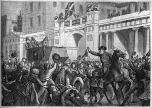 Colonel Alexandre Jacques Bernard Law Marquis de Lauriston is transported in triumph by the people of London in 1801 - Alexandre Jacques Bernard Law de Lauriston (1768-1828) French general, ambassador in London, his carriage is drawn by the Londoners in 18
