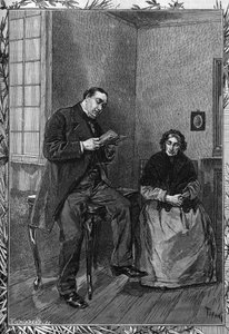 Comedian Moessard is reading to his wife. Engraving in the illustrious journal 