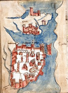 Constantinople, manuscript map of Venice of the 15th century