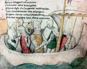 Crusaders on a Boat Illustration for the Tuscan Poem 