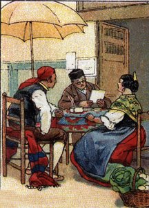 Daily Life in Spain: Illiterate Couple Addressing a Public Writer, Early 20th Century