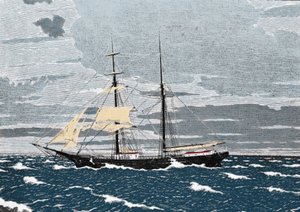 Mary Celeste Found Abandoned in the Atlantic, December 1872. Engraving 19th Century