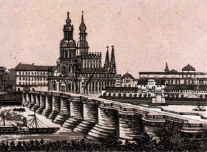 Dresden, Germany: view of the Augustus Bridge by Unknown artist