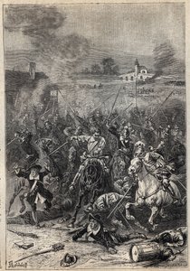 Massacre of the Puritans - 19th century illustration for the historical novel 