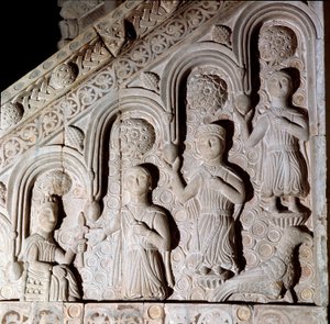 Emperor Frederic II of Hohenstaufen with His Family, Bas Relief, 13th Century, Bitonto Cathedral by Unknown artist