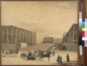 Emperor Nicholas I visiting the Alexander Column construction site