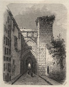 Entrance of the Arab Medrese in Jerusalem where the Mesha stele of the temple was buried - engraving in The Illustrious World of January 1873 by Unknown artist