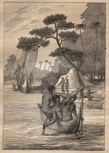 Expedition by Nicolas Thomas Marion-Dufresne: canoes from the islands of the Admiralty (Bismarck Archipelago, Papua New Guinea) - illustration taken from 