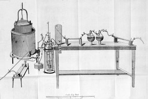 Experience of Lavoisier (engraving from the beginning of the 19th century)