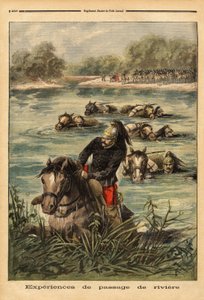 Experience of River Passage by the 7th Regiment of Dragons in Fontainebleau. Engraving in 