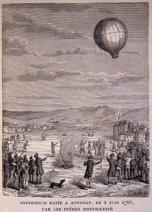 Experiment Made at Annonay on 5 June 1783 by the Montgolfier Brothers - in Les Contemporains by Unknown artist