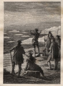 Exploration of the Great Canadian North by Samuel Hearne: Hearne goes up the course of the Coppermine River and arrives at its mouth on the Arctic Ocean in 1771 - illustration from “The Great Mariners of the 18th century” by Unknown artist