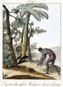 Exposure (abandonment) of a child who died in Madagascar - engraving, 1811