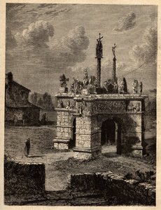 Finistere - Brittany - Le Calvaire de Pleyben - Pleyben Parish Close - Engraving in 
