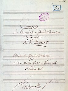 First Page of Sheet Music for Concerto for Piano and Large Orchestra in D Minor by Mozart (Lichtenthal Version) by Unknown artist